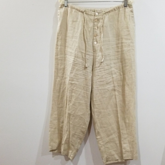Bridge water studio tan100% linen capri pants set - Picture 15 of 16